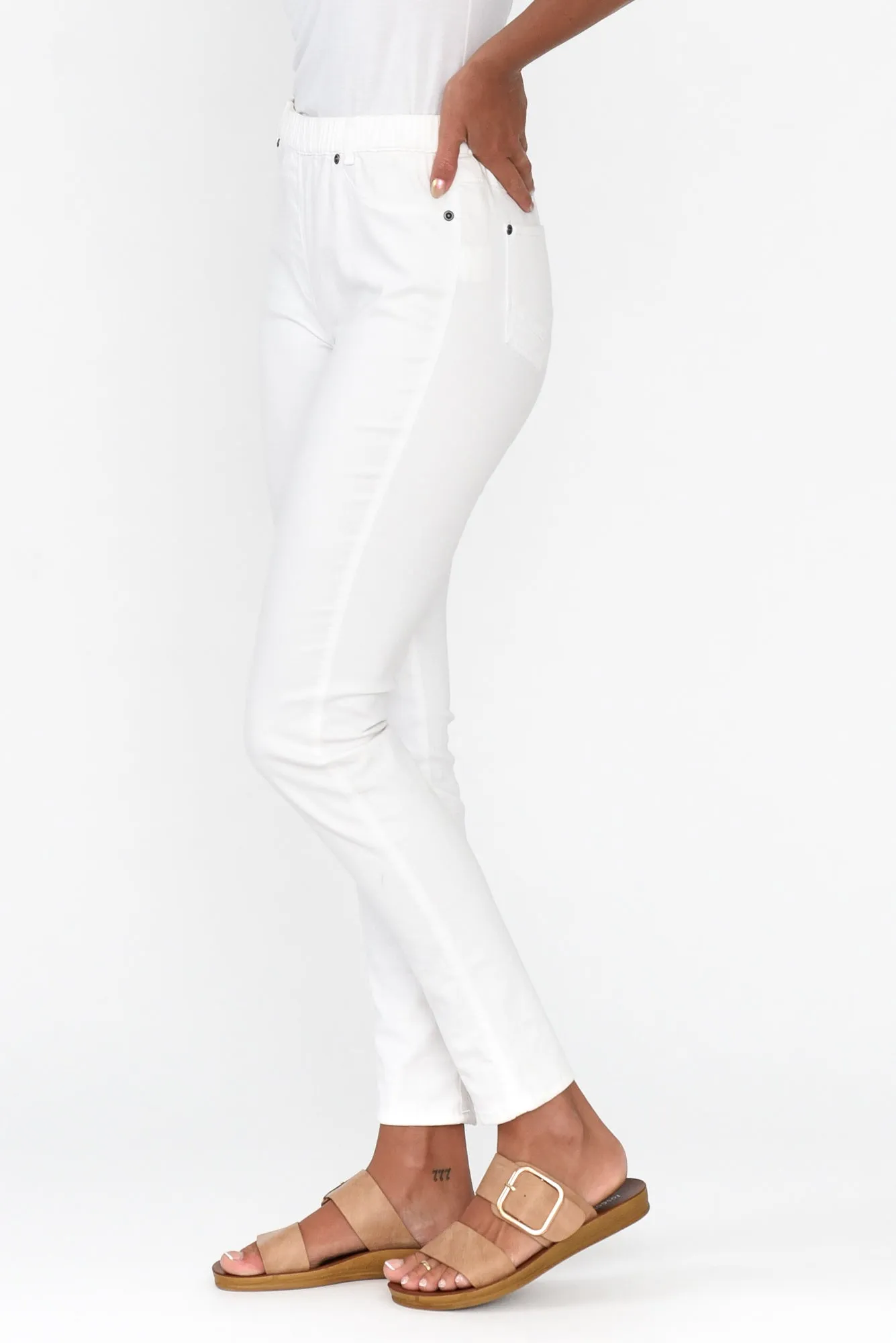 Reed White Stretch Cotton Pants sold by Blue Bungalow product image thumbnail 3