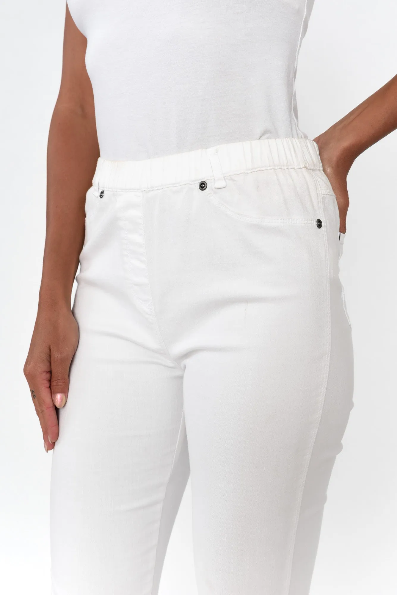 Reed White Stretch Cotton Pants sold by Blue Bungalow product image thumbnail 5