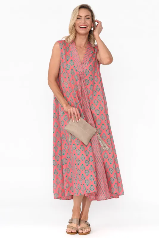 Mossman Pink Geo Cotton Dress sold by Blue Bungalow