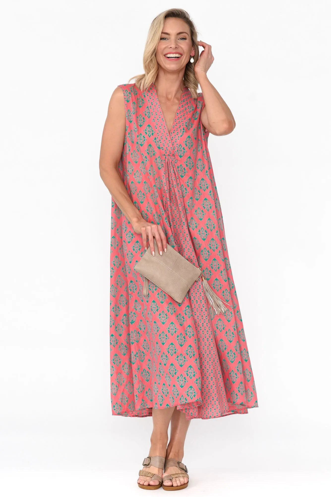Mossman Pink Geo Cotton Dress sold by Blue Bungalow