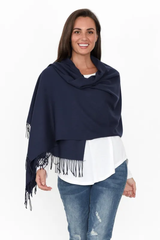 Heta Navy Cotton Pashmina Scarf sold by Blue Bungalow