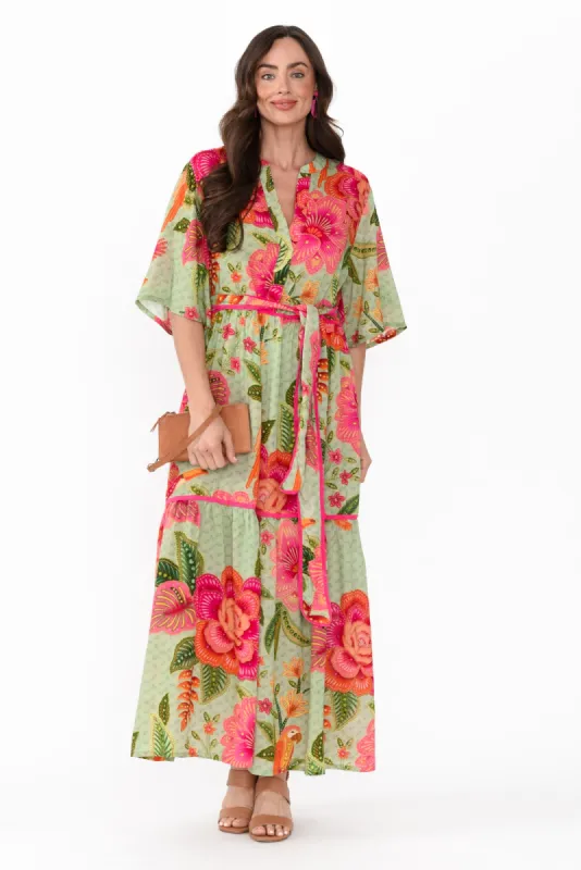 Lyn Green Floral Tie Dress sold by Blue Bungalow