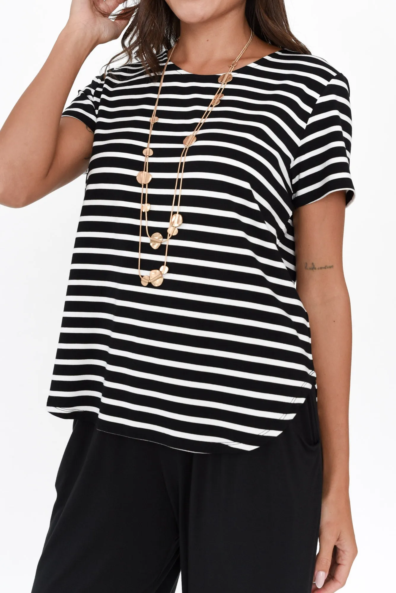 Janis Black Stripe Bamboo Tee sold by Blue Bungalow product image thumbnail 5