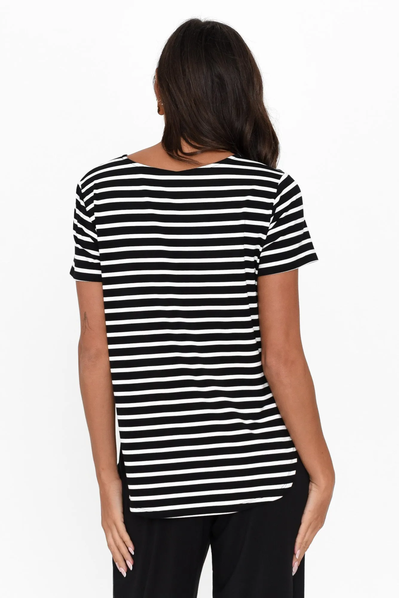 Janis Black Stripe Bamboo Tee sold by Blue Bungalow product image thumbnail 4