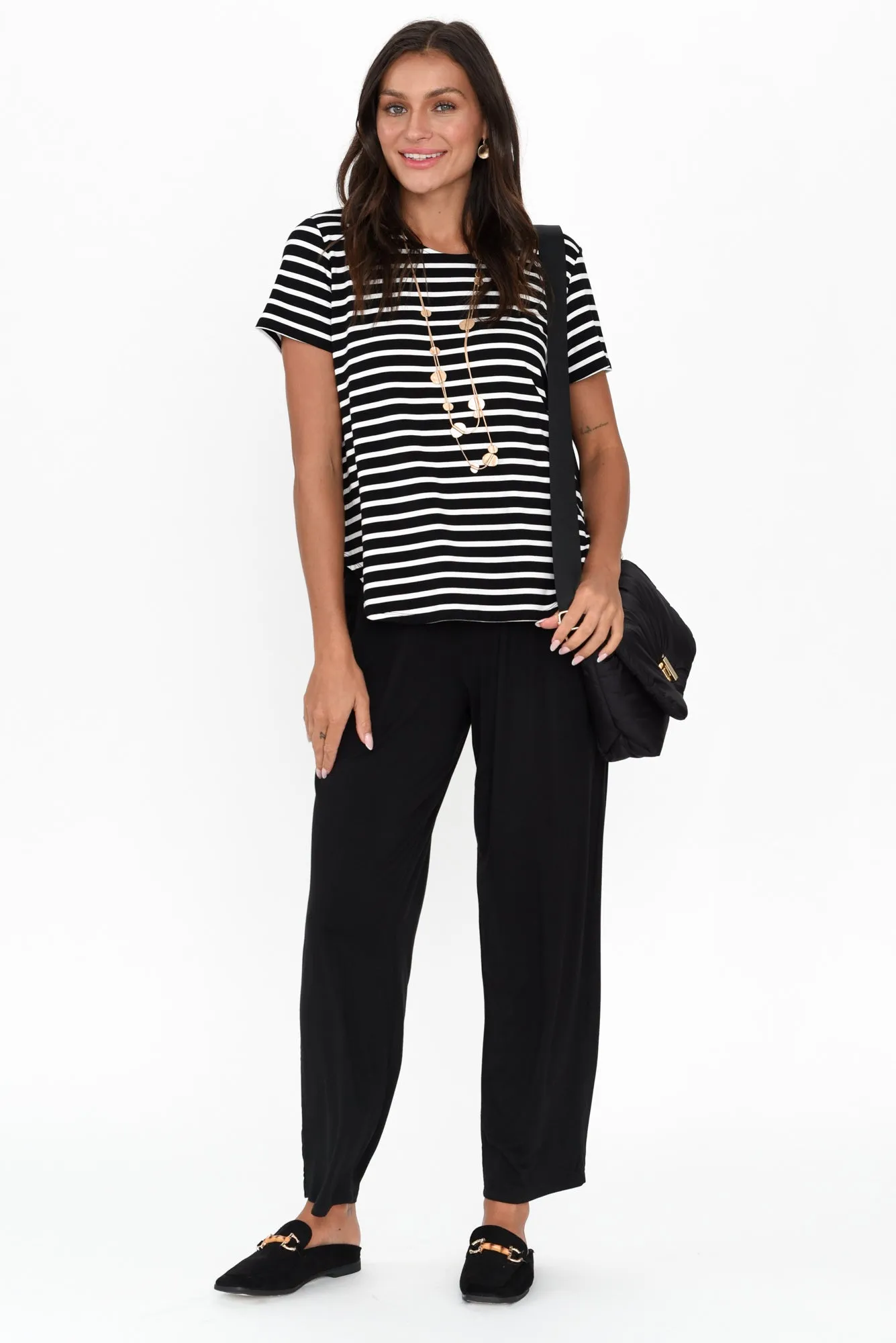 Janis Black Stripe Bamboo Tee sold by Blue Bungalow product image thumbnail 2