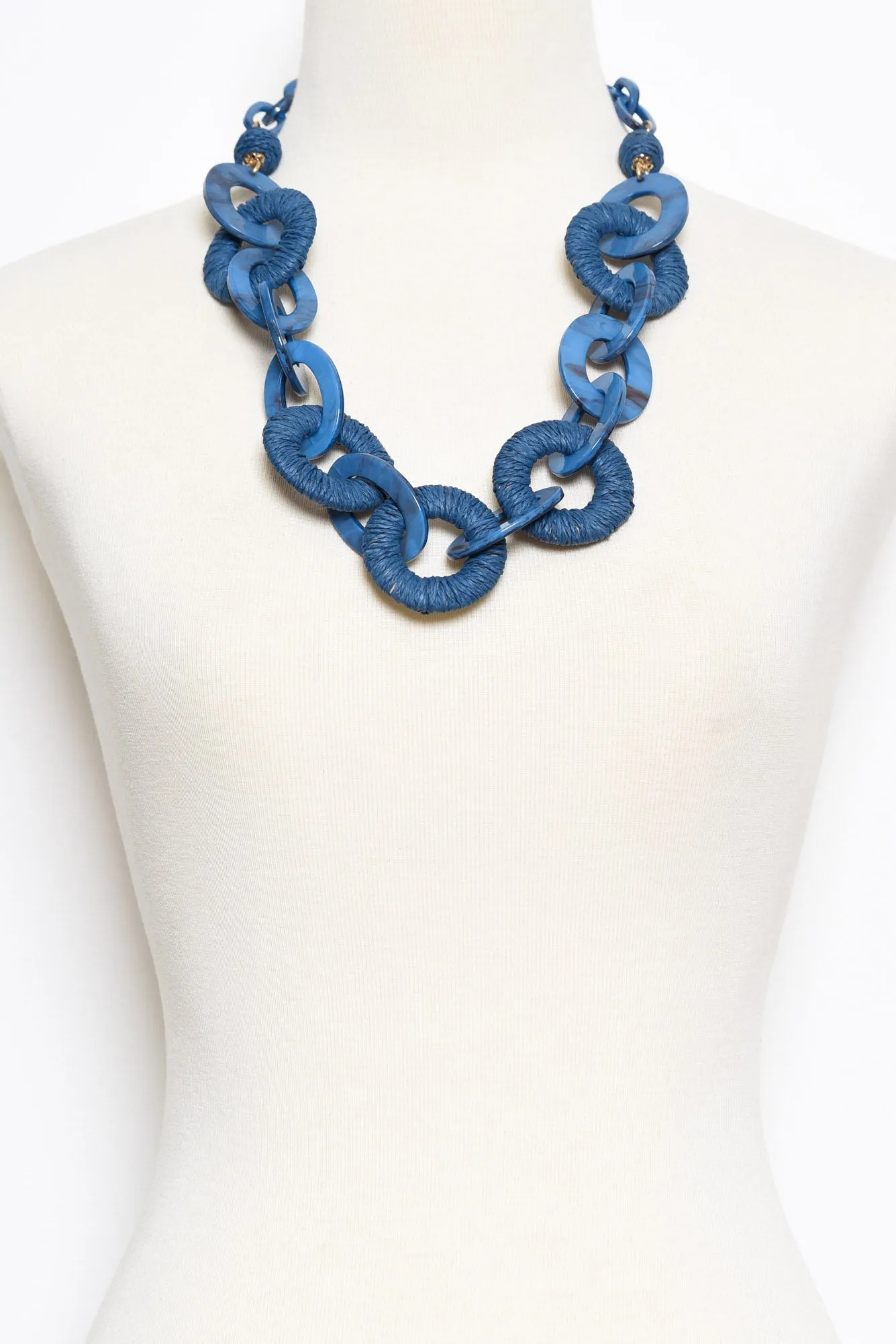 Lenni Blue Raffia Link Necklace sold by Blue Bungalow product image thumbnail 2