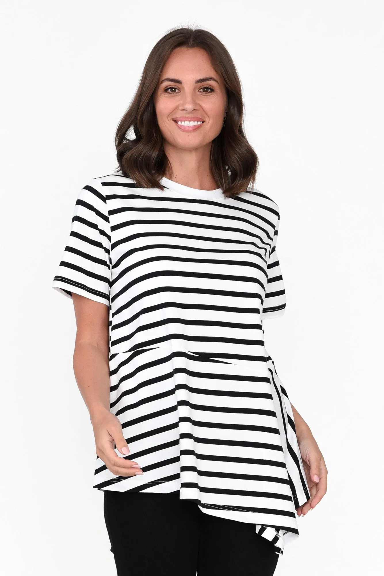 Frederica Black Stripe Cotton Top sold by Blue Bungalow