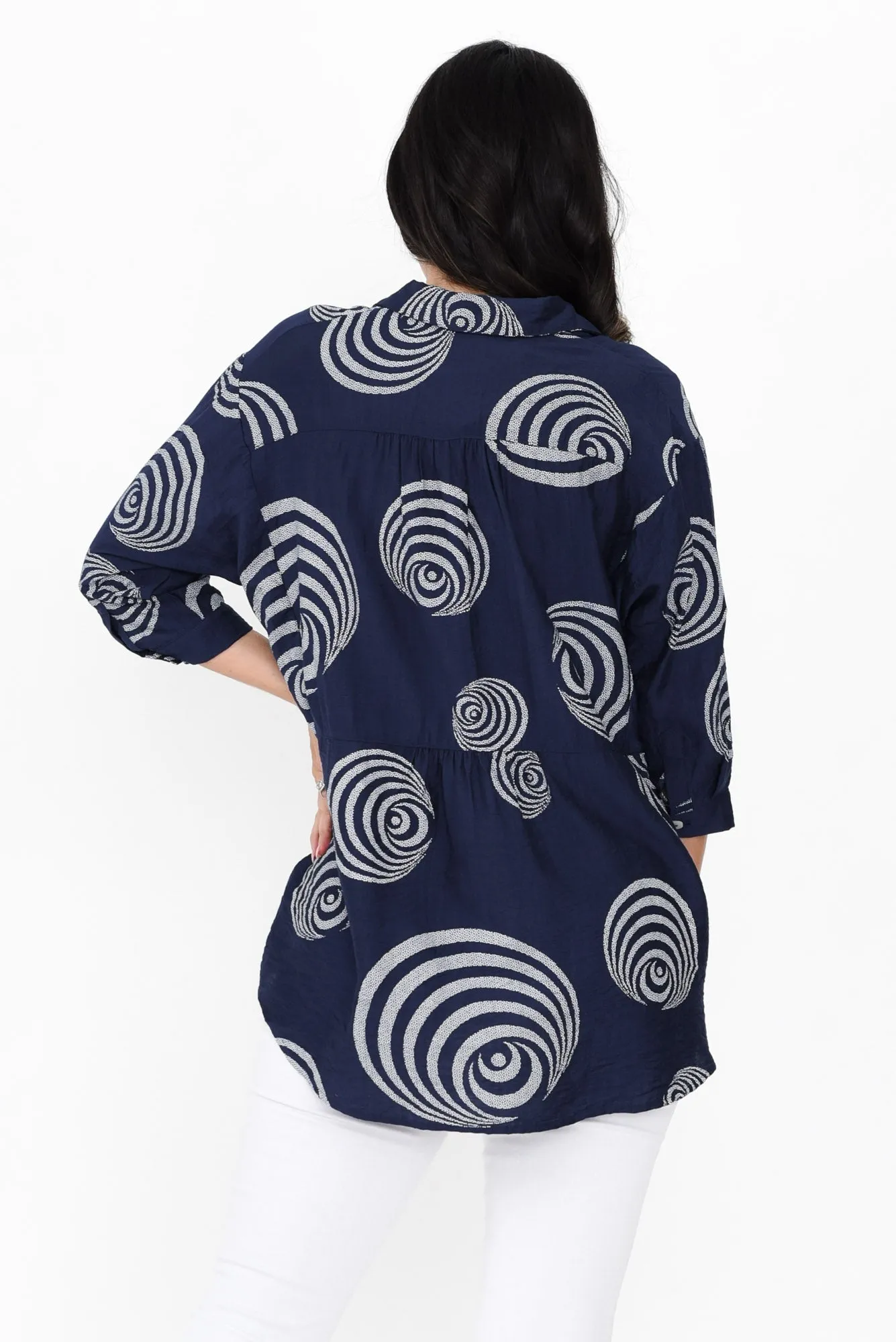 Fergus Blue Circle Cotton Blend Shirt sold by Blue Bungalow product image thumbnail 4