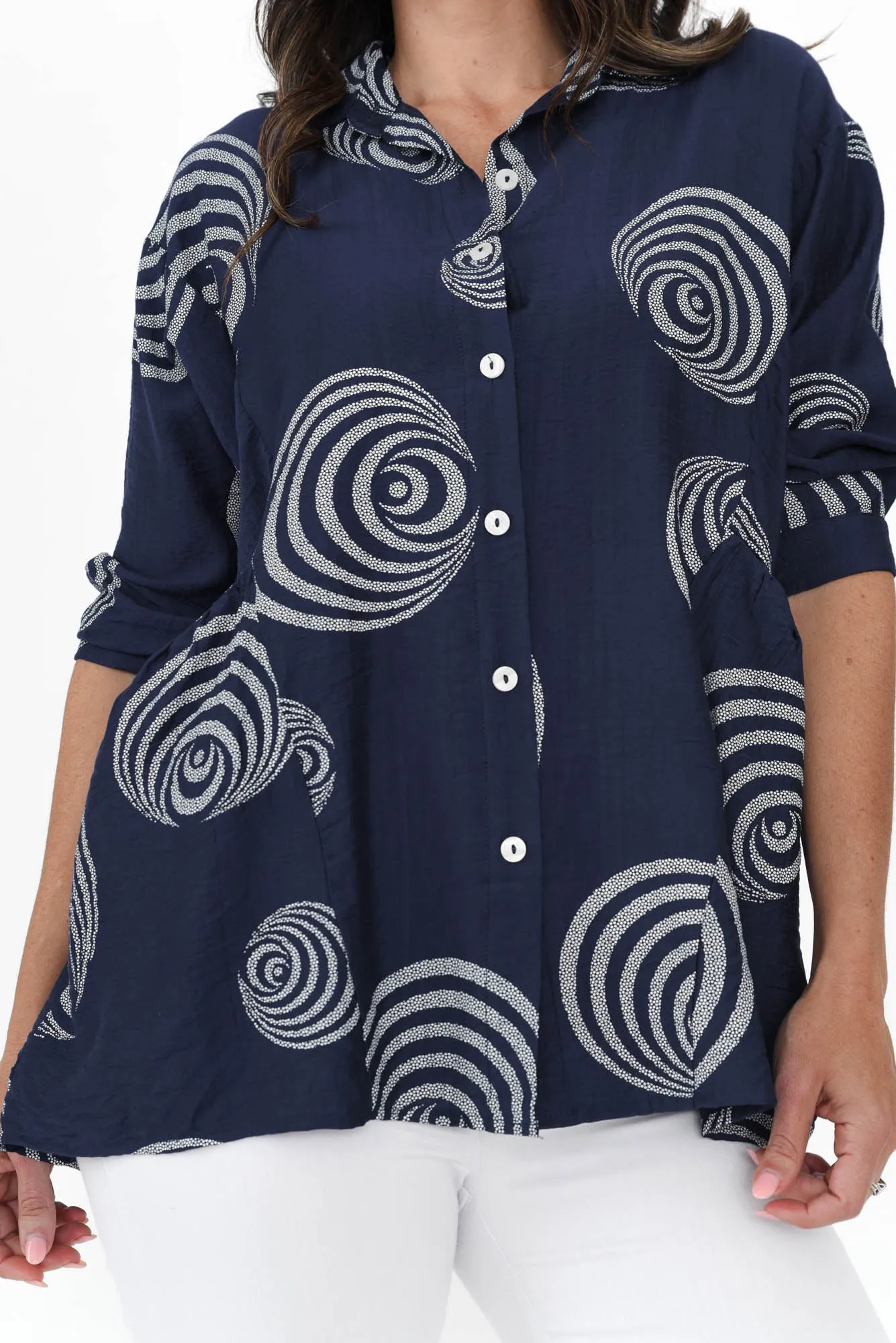 Fergus Blue Circle Cotton Blend Shirt sold by Blue Bungalow product image thumbnail 5