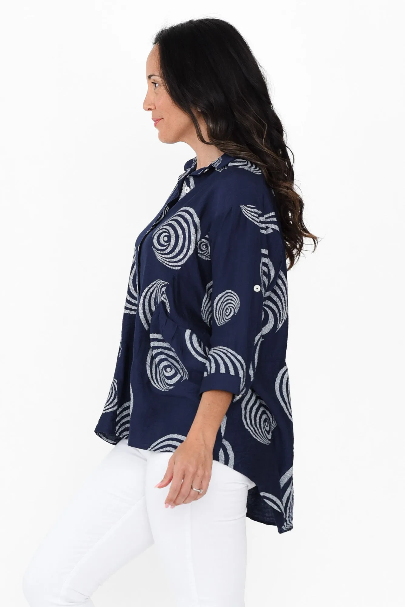 Fergus Blue Circle Cotton Blend Shirt sold by Blue Bungalow product image thumbnail 3