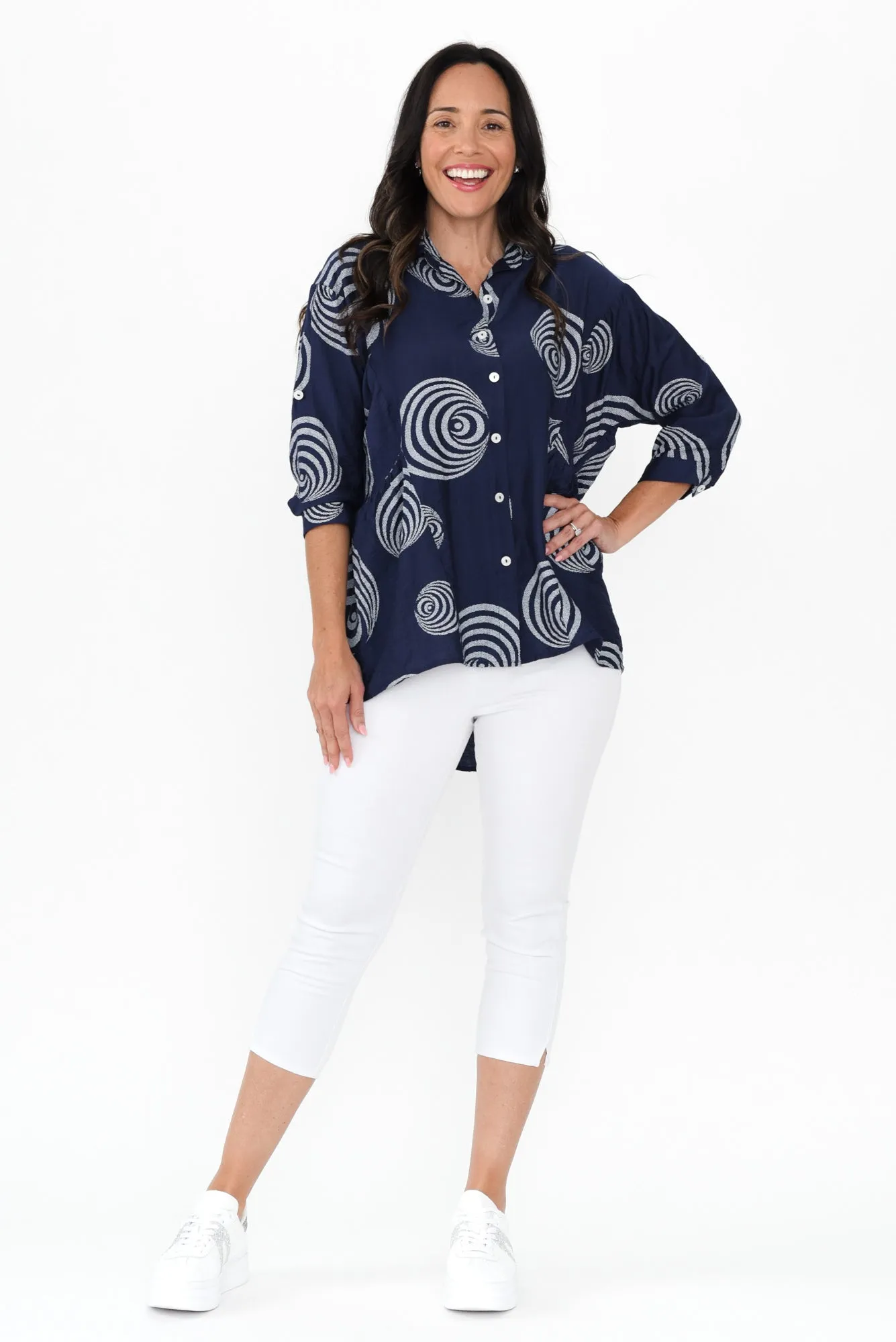 Fergus Blue Circle Cotton Blend Shirt sold by Blue Bungalow product image thumbnail 2