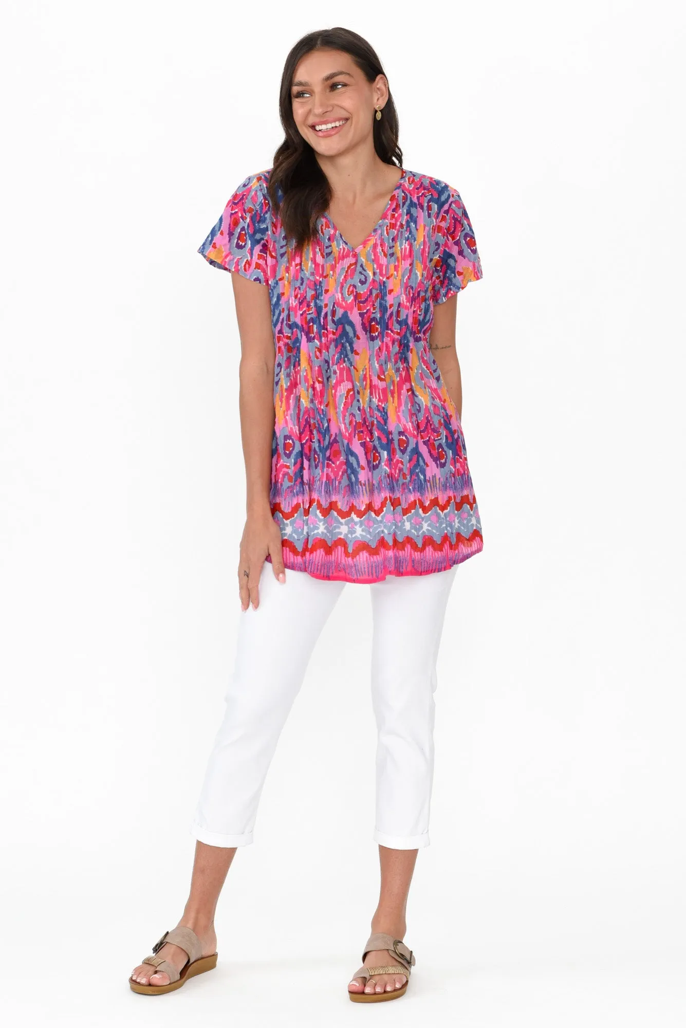 Fia Pink Garden Crinkle Cotton Top sold by Blue Bungalow product image thumbnail 3