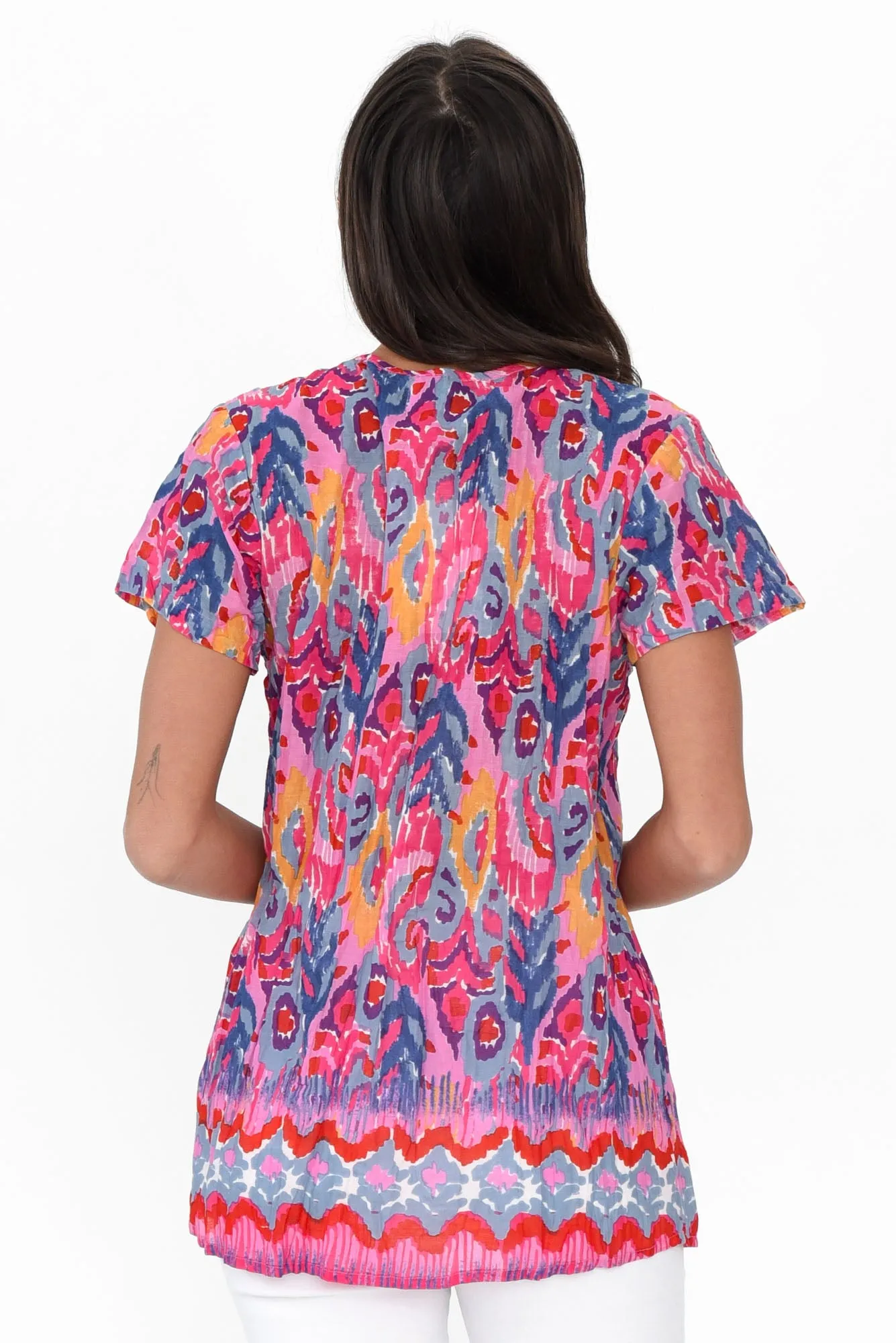 Fia Pink Garden Crinkle Cotton Top sold by Blue Bungalow product image thumbnail 5