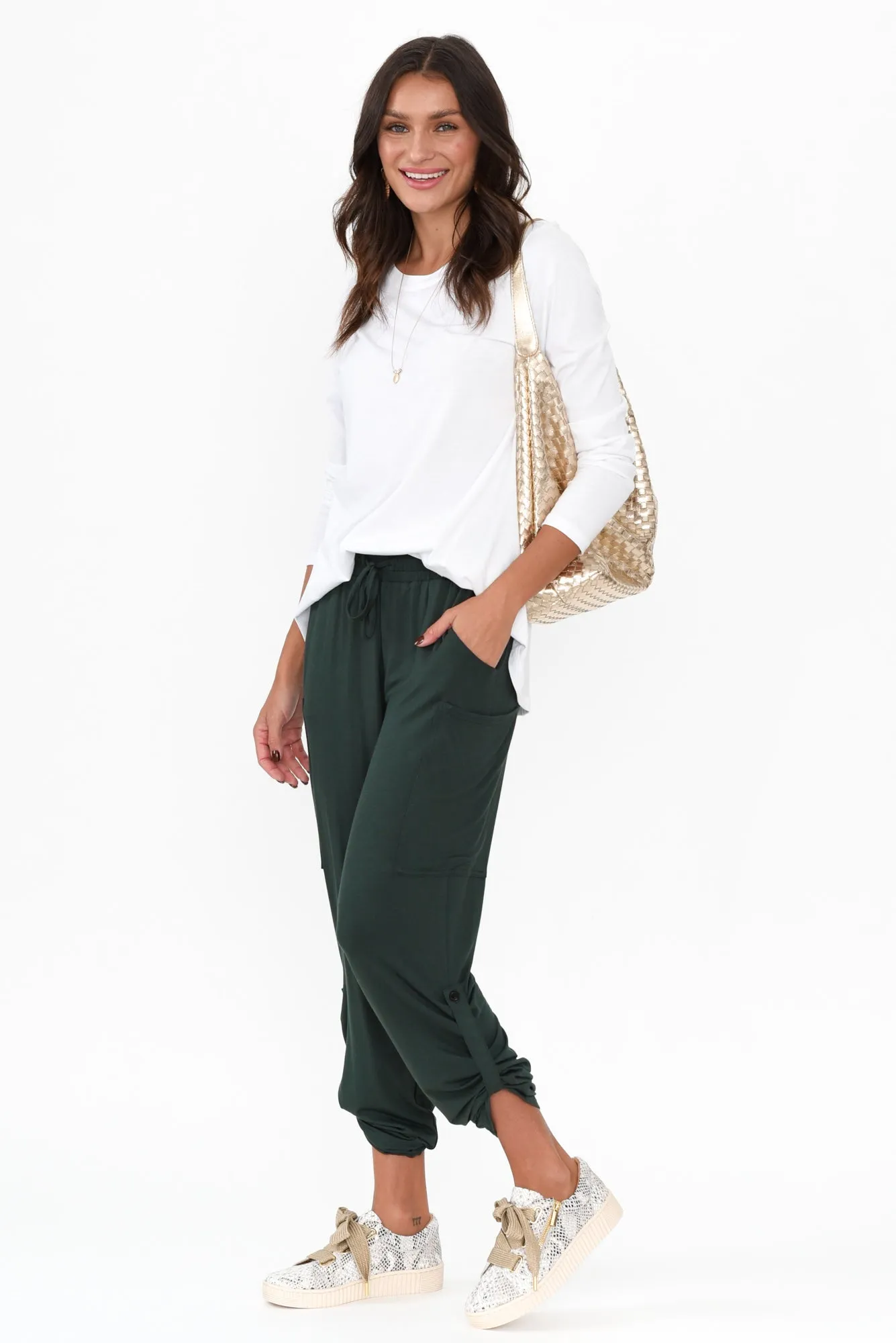 Dark Green Bamboo Pocket Pants sold by Blue Bungalow product image thumbnail 3