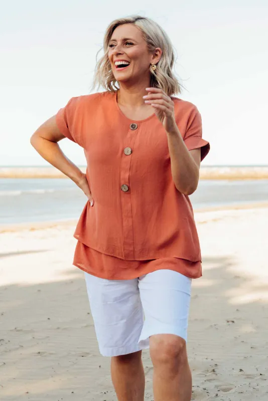 Abilene Rust Button Top sold by Blue Bungalow