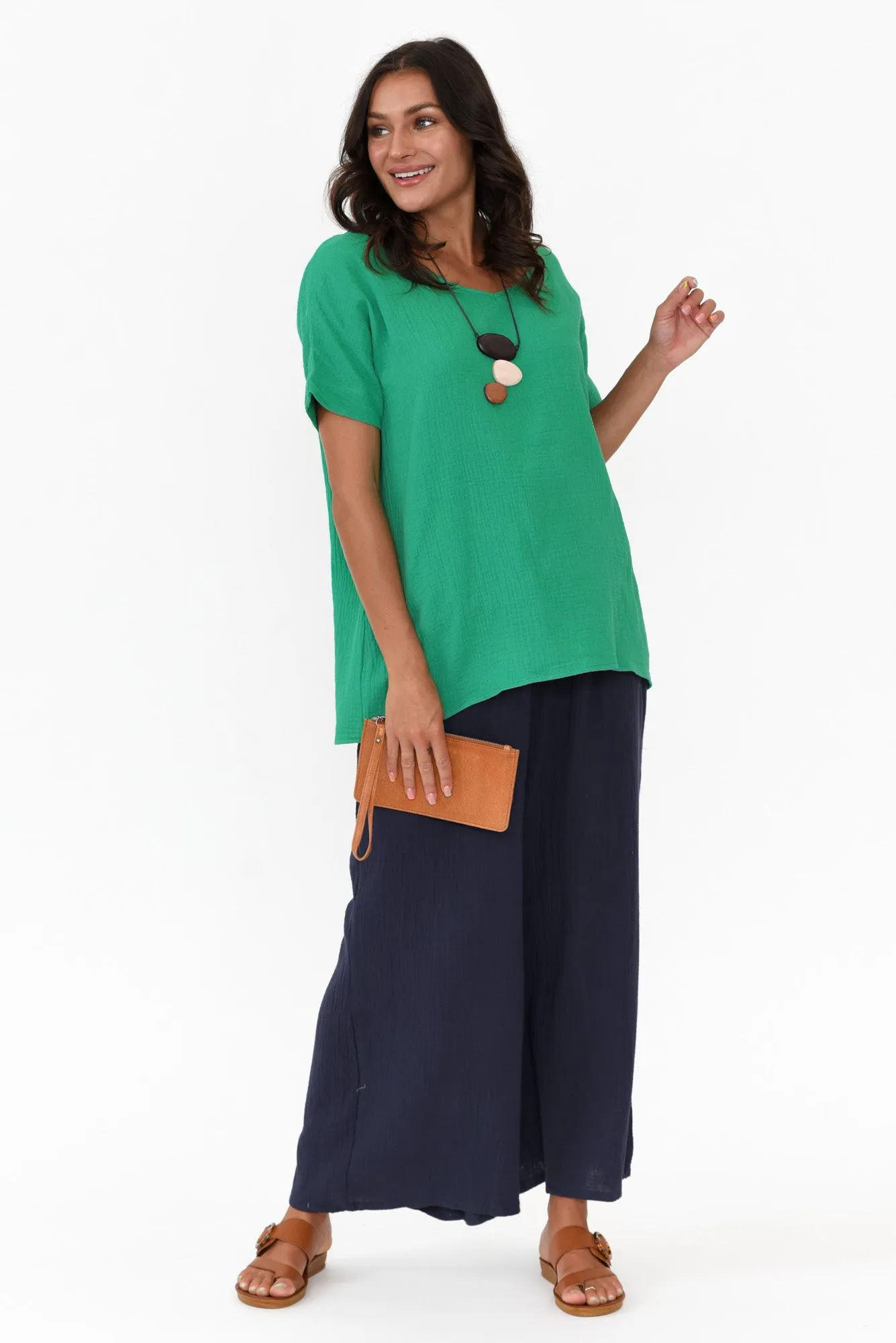 Gabby Navy Cotton Wide Leg Pants sold by Blue Bungalow product image thumbnail 2