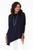 Susie Navy Asymmetrical Bamboo Top sold by Blue Bungalow