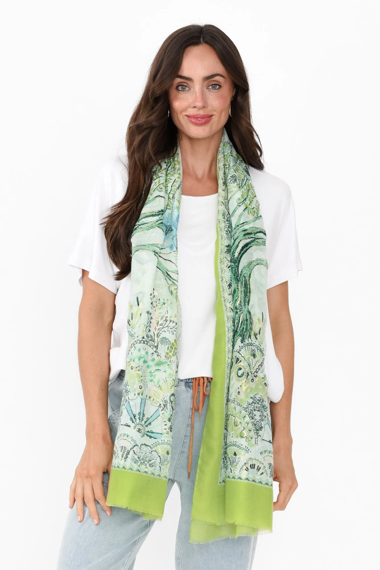 Suzuka Green Tree Scarf sold by Blue Bungalow product image thumbnail 2