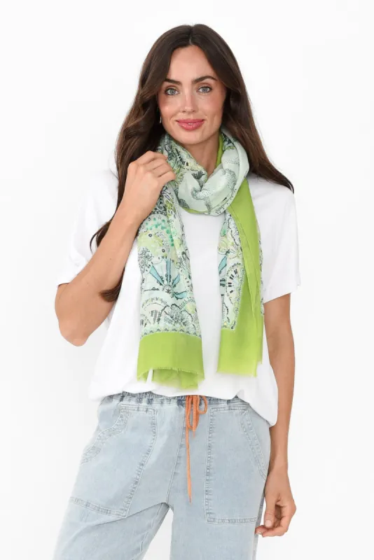 Suzuka Green Tree Scarf sold by Blue Bungalow