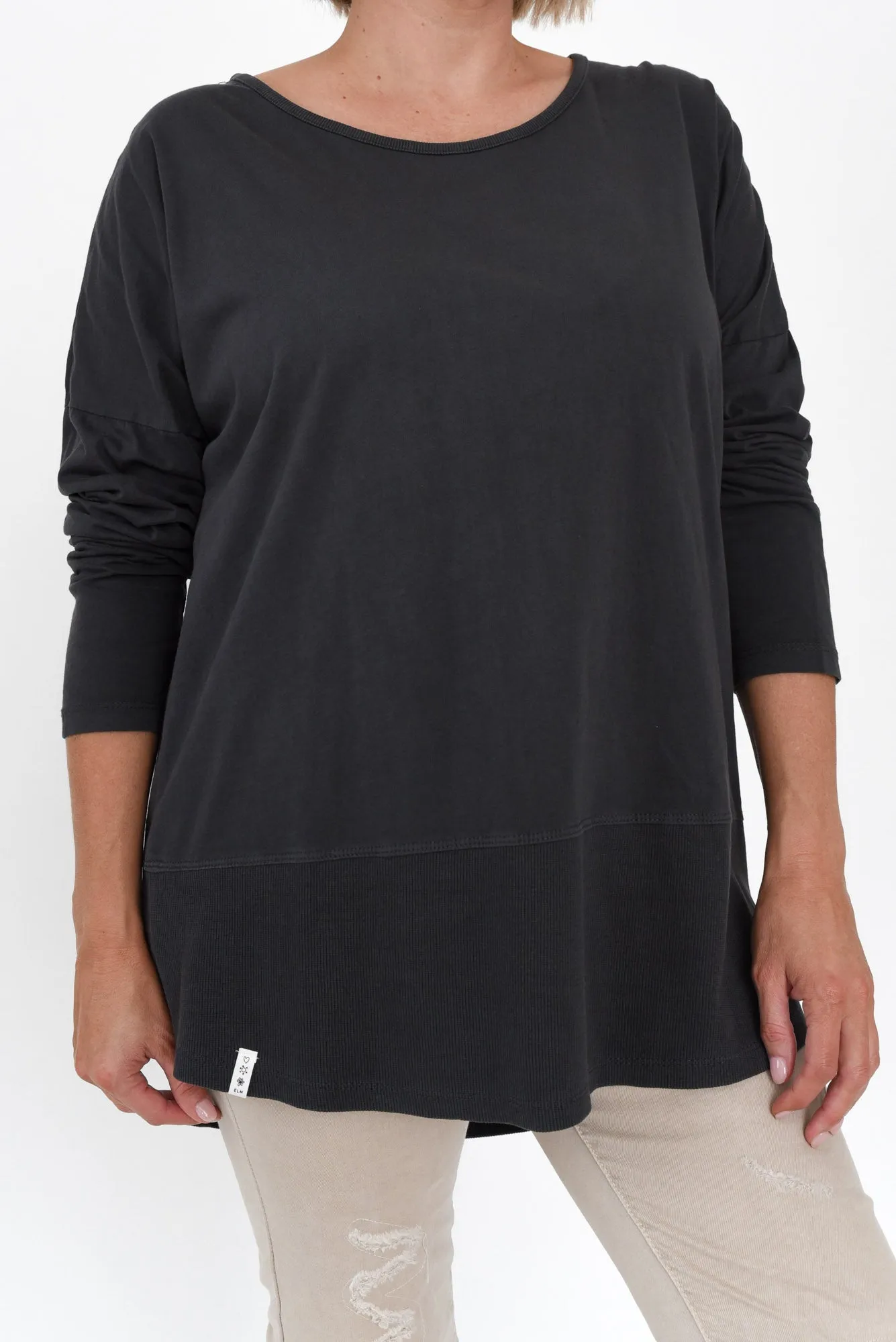 Fundamental Washed Black Cotton Rib Sleeved Top sold by Blue Bungalow product image thumbnail 5