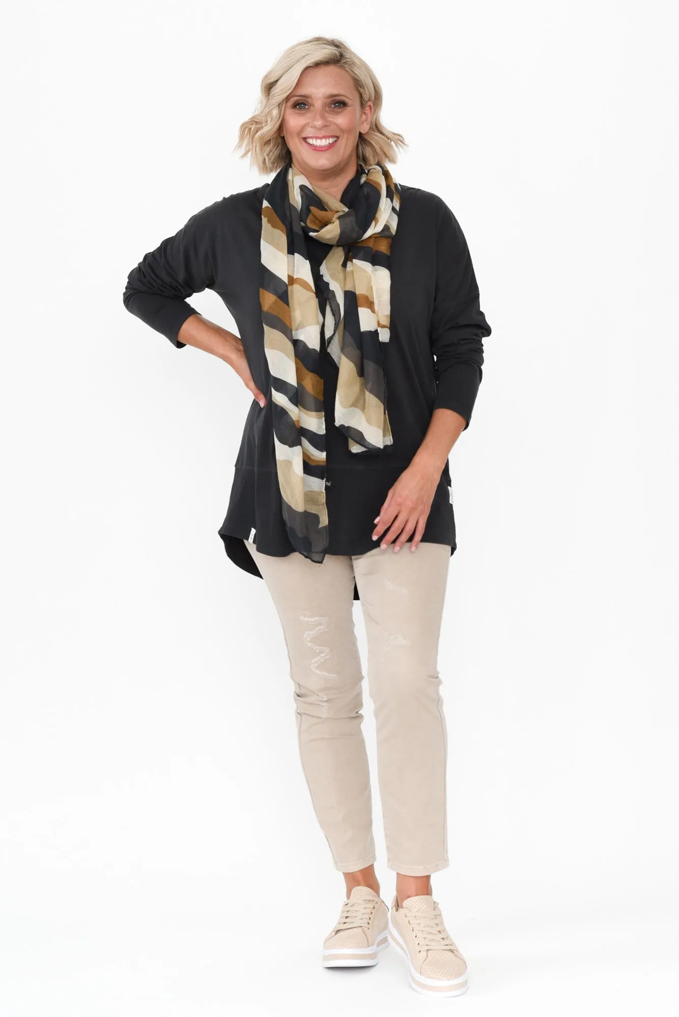 Fundamental Washed Black Cotton Rib Sleeved Top sold by Blue Bungalow product image thumbnail 2