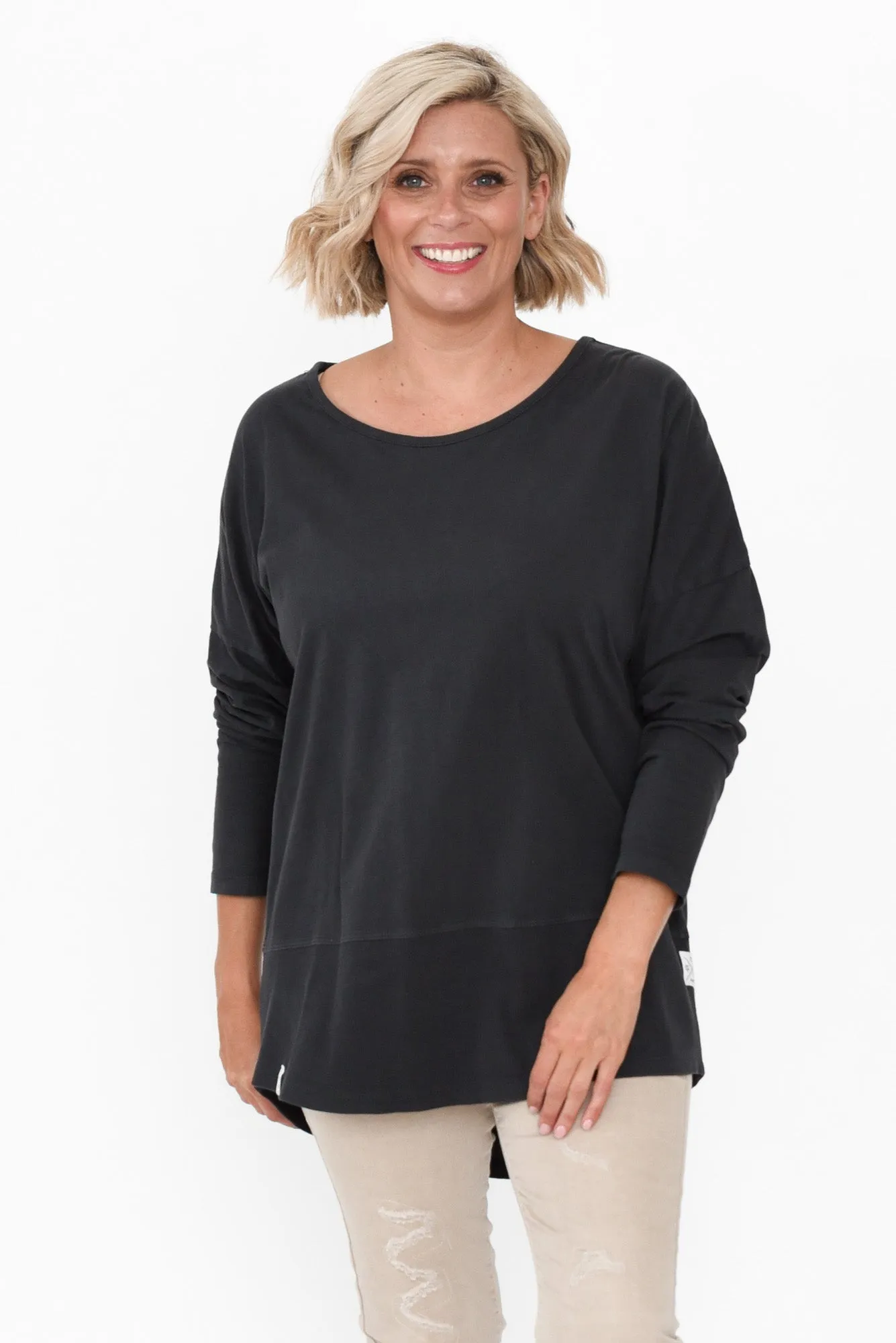 Fundamental Washed Black Cotton Rib Sleeved Top sold by Blue Bungalow