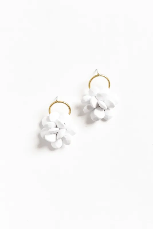 Sophie White Flower Drop Earrings sold by Blue Bungalow