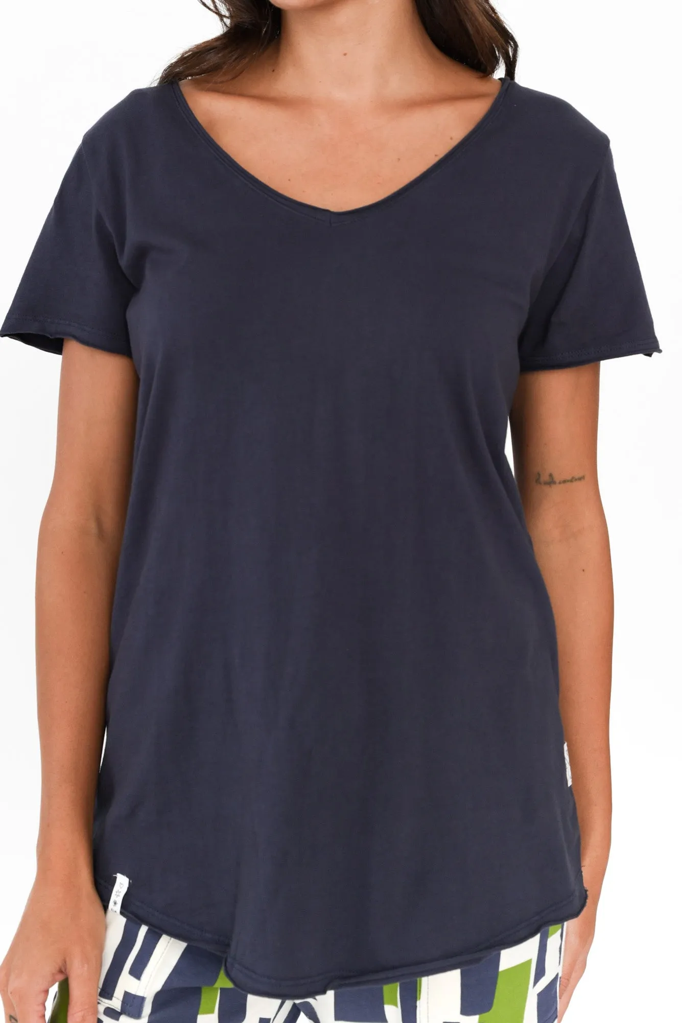 Navy Cotton Fundamental Vee Tee sold by Blue Bungalow product image thumbnail 5