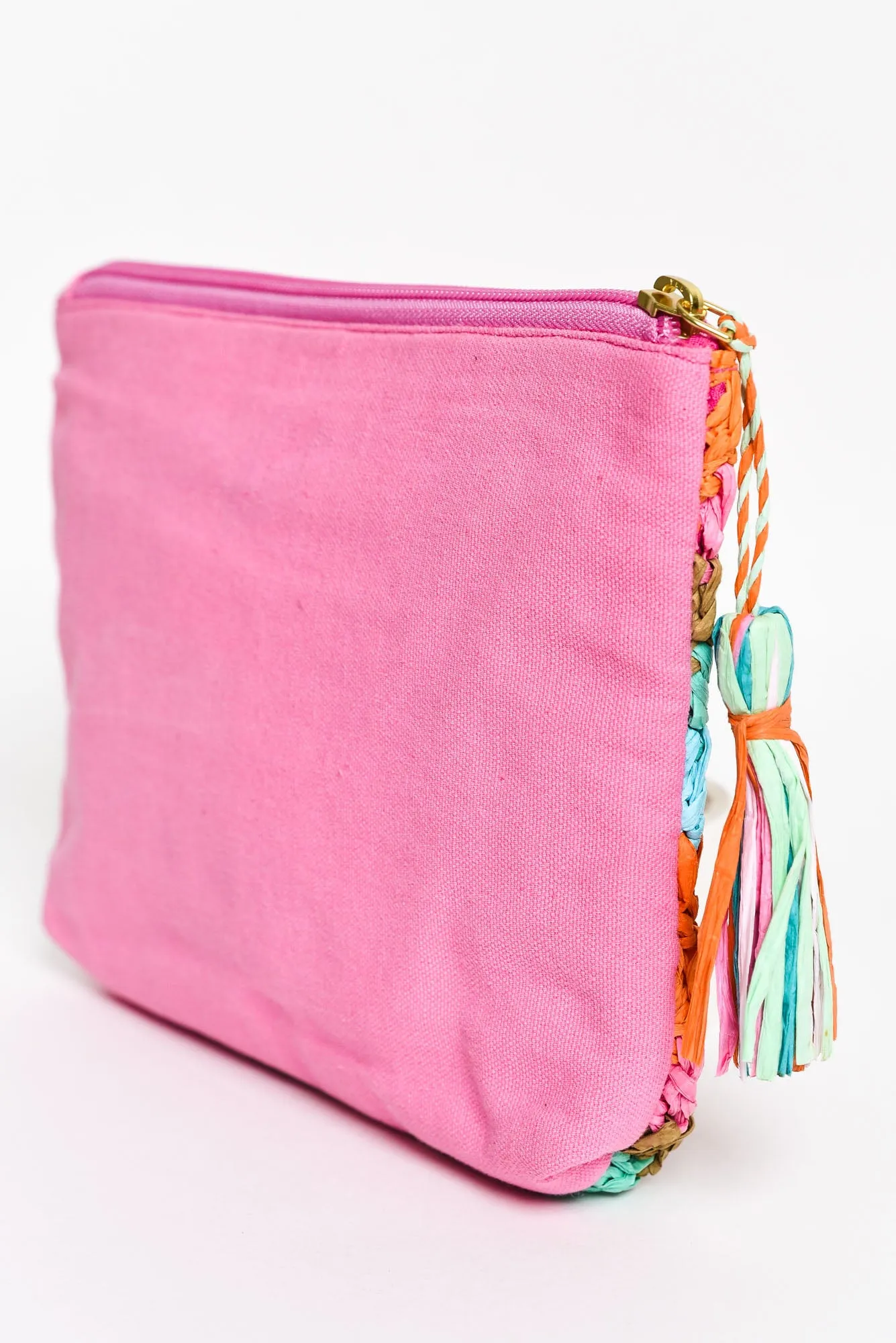 Marila Pink Stripe Raffia Clutch sold by Blue Bungalow product image thumbnail 3