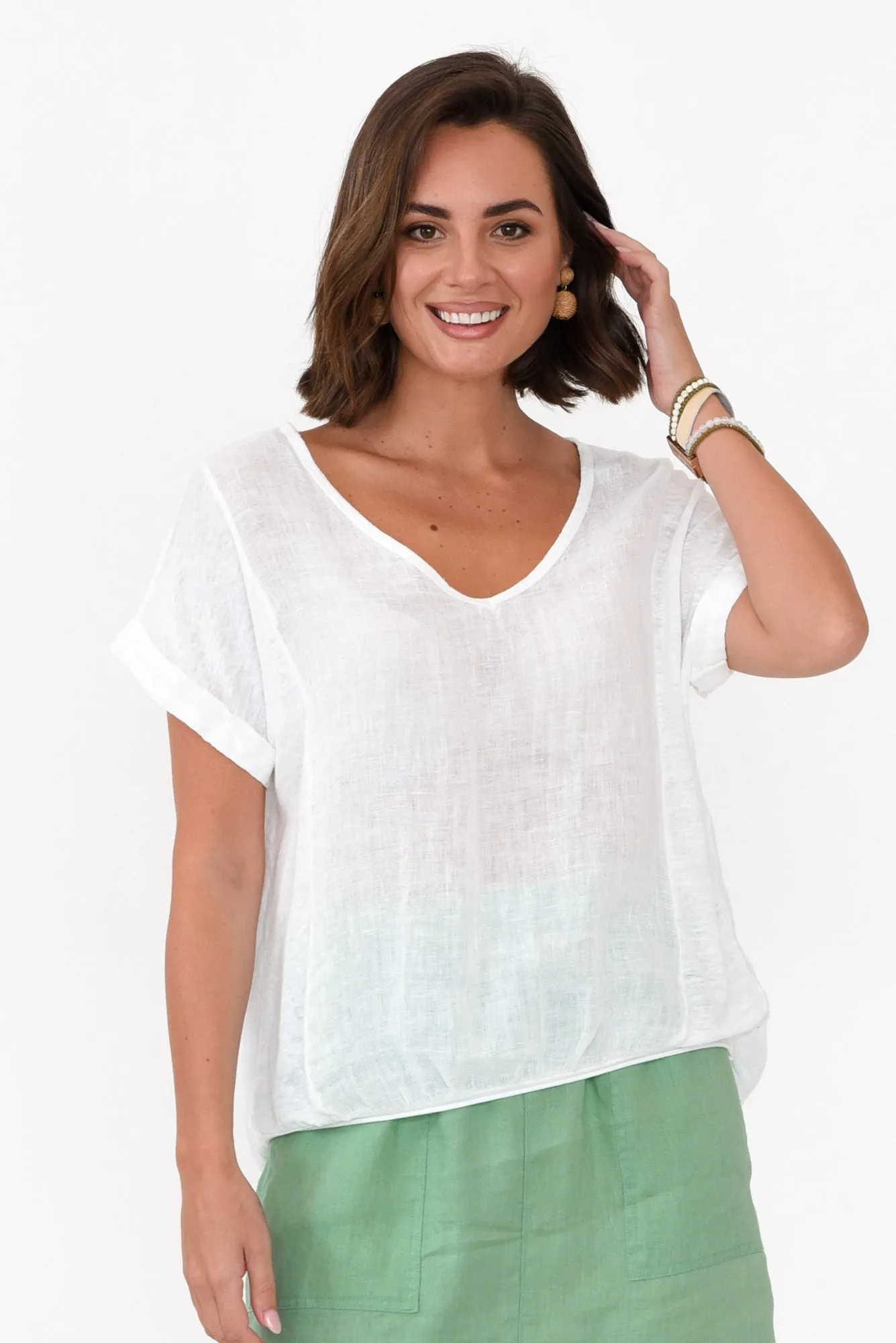 Effie White Linen Tee sold by Blue Bungalow