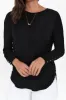 Malika Black Ribbed Long Sleeve Tee sold by Blue Bungalow