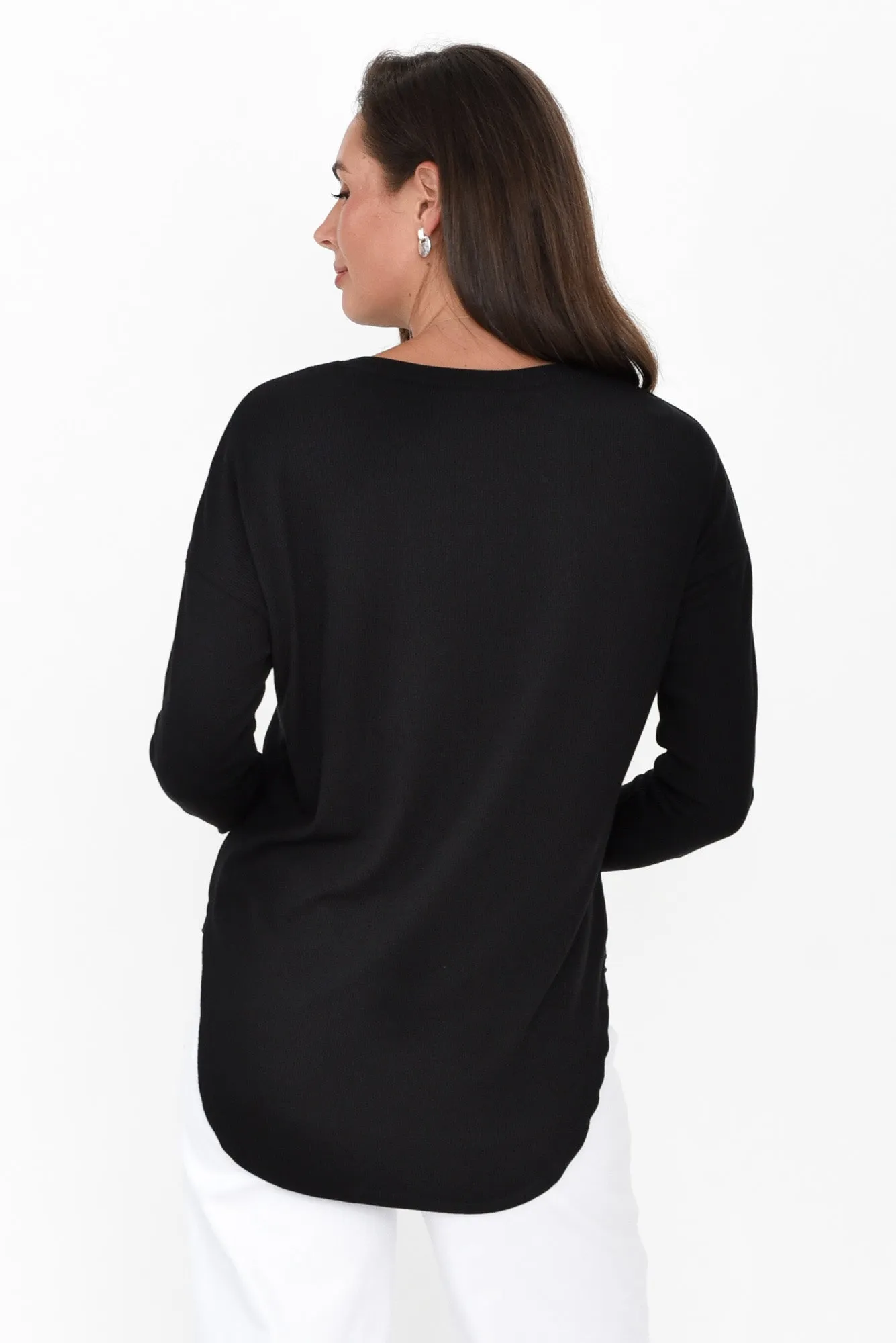 Malika Black Ribbed Long Sleeve Tee sold by Blue Bungalow product image thumbnail 4