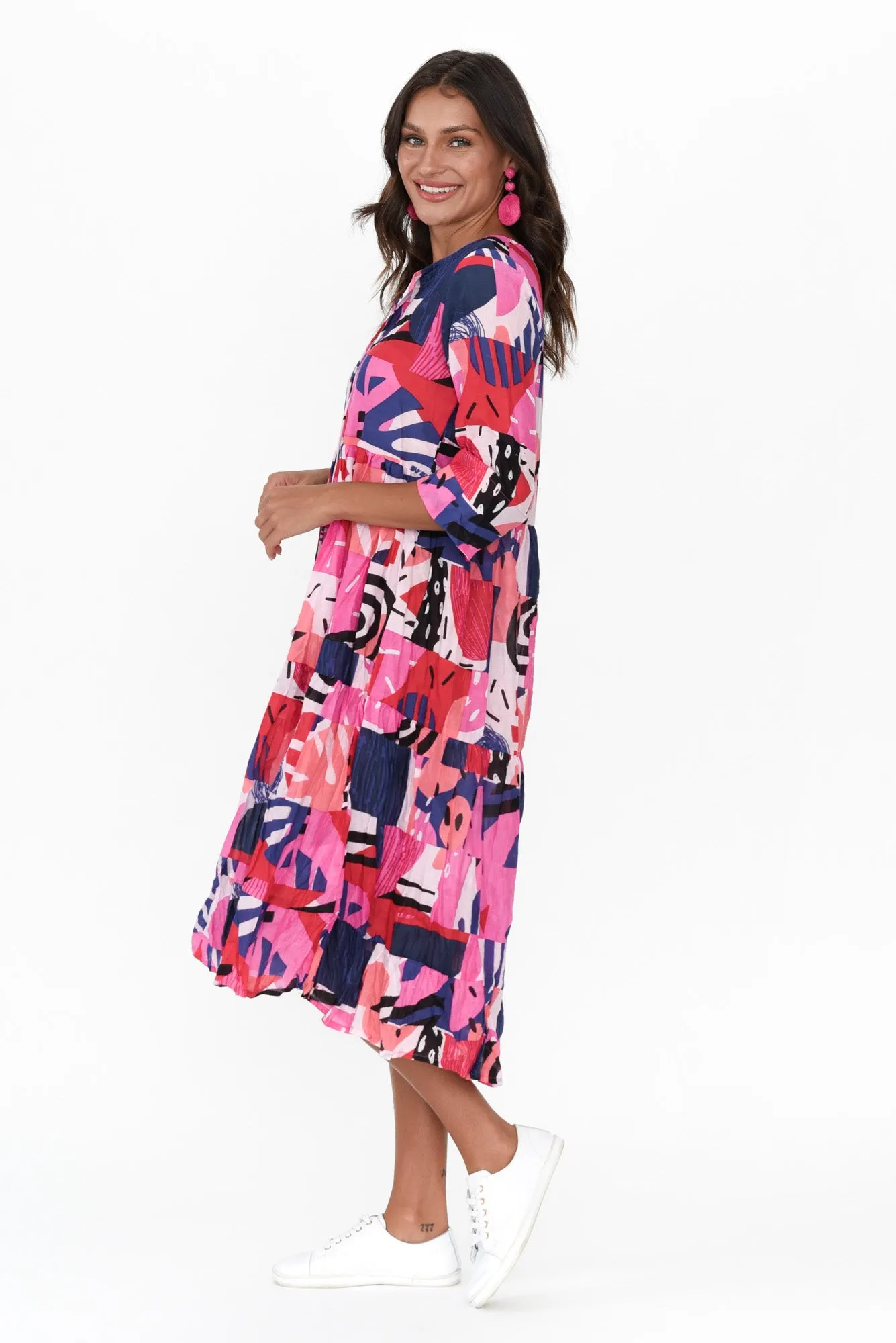 Layla Pink Tropics Crinkle Cotton Dress sold by Blue Bungalow product image thumbnail 4
