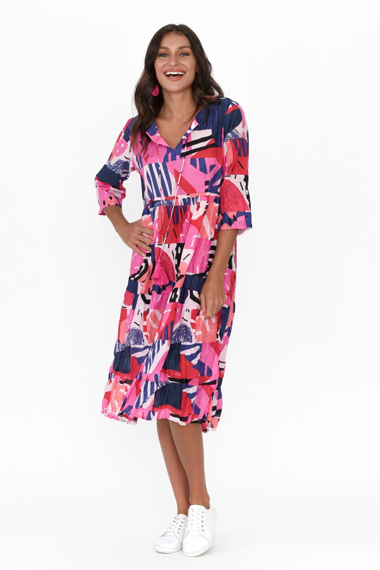 Layla Pink Tropics Crinkle Cotton Dress sold by Blue Bungalow product image thumbnail 2