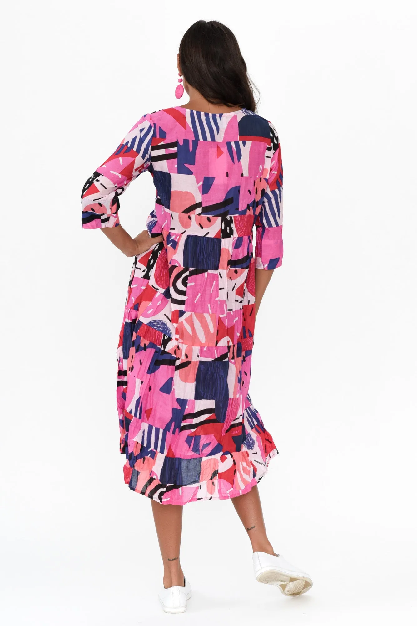 Layla Pink Tropics Crinkle Cotton Dress sold by Blue Bungalow product image thumbnail 5