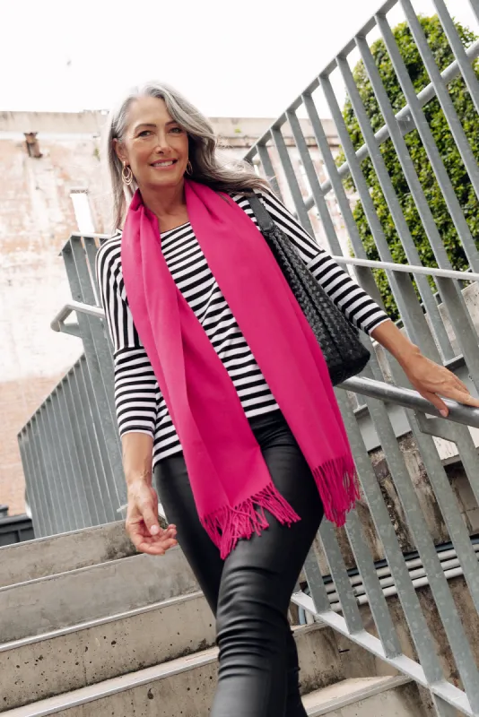 Heta Hot Pink Cotton Pashmina Scarf sold by Blue Bungalow