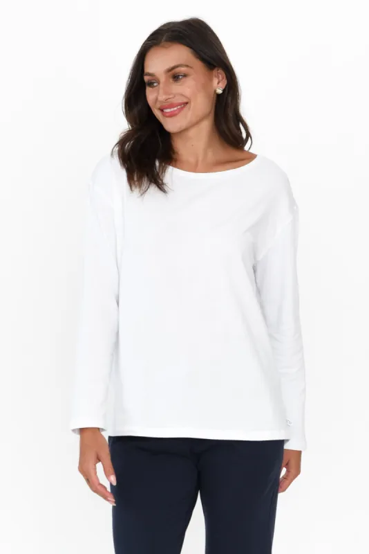 Moya White Cotton Hi Lo Top sold by Blue Bungalow