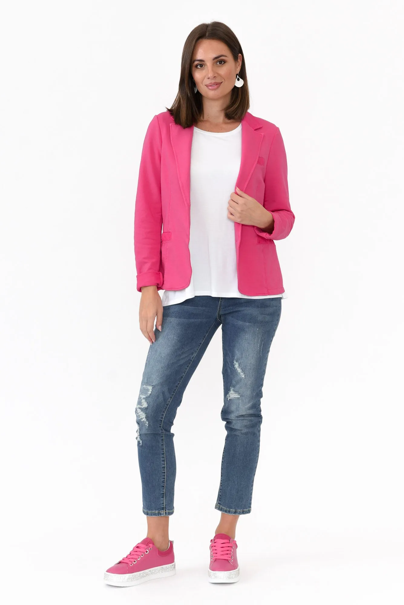 Maha Hot Pink Cotton Relaxed Blazer sold by Blue Bungalow product image thumbnail 2