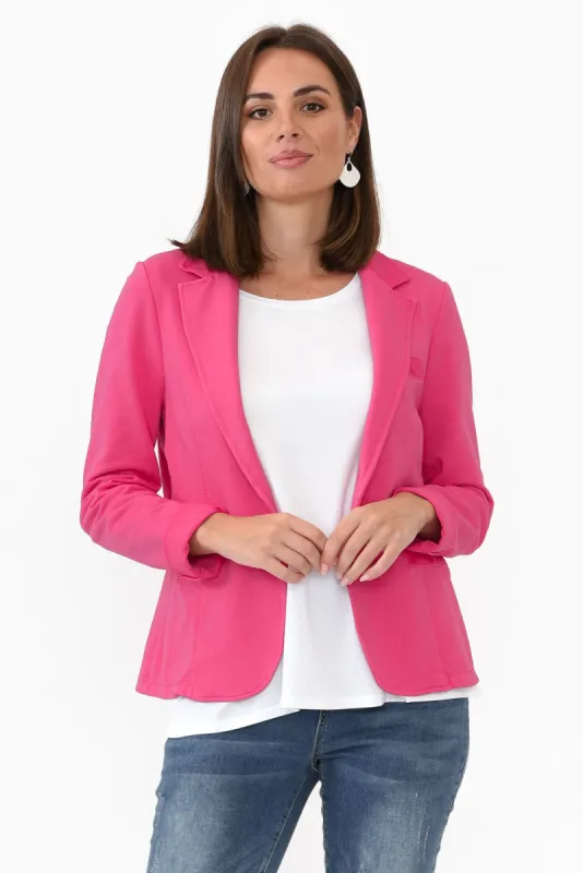 Maha Hot Pink Cotton Relaxed Blazer sold by Blue Bungalow