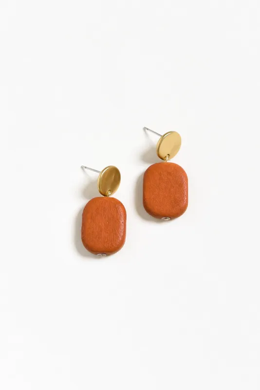 Ariel Rust Rectangle Drop Earrings sold by Blue Bungalow