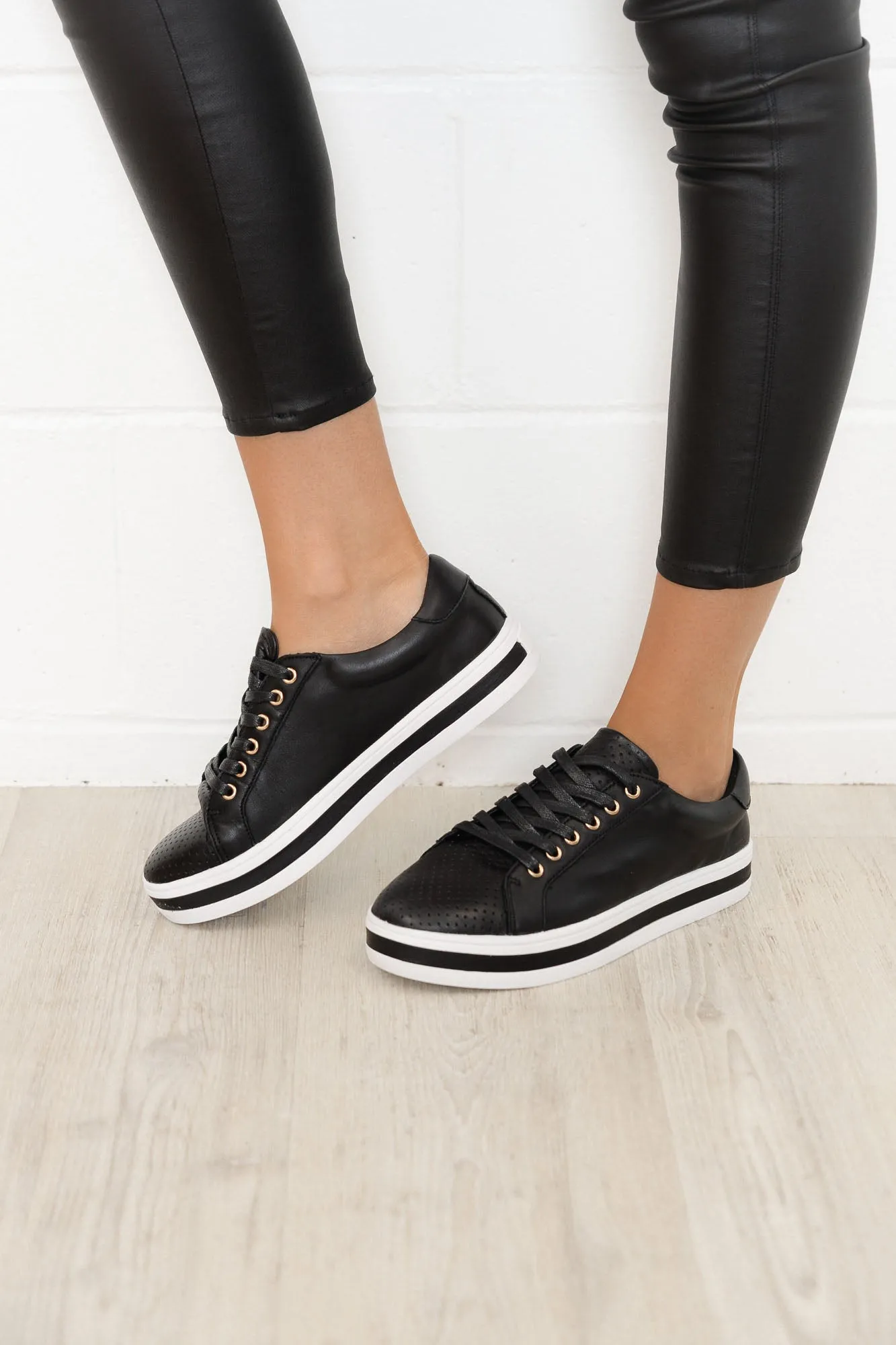 Paradise Black Leather Sneaker sold by Blue Bungalow product image thumbnail 2