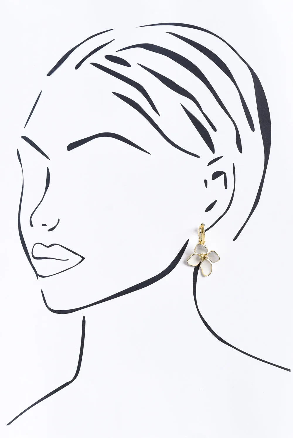 Frannie White Flower Clip Earrings sold by Blue Bungalow product image thumbnail 2