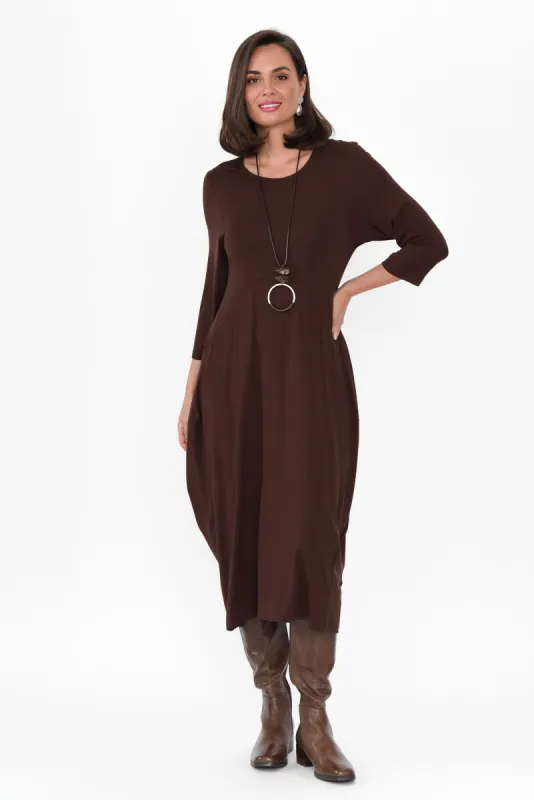 Glenda Chocolate Crescent Dress sold by Blue Bungalow