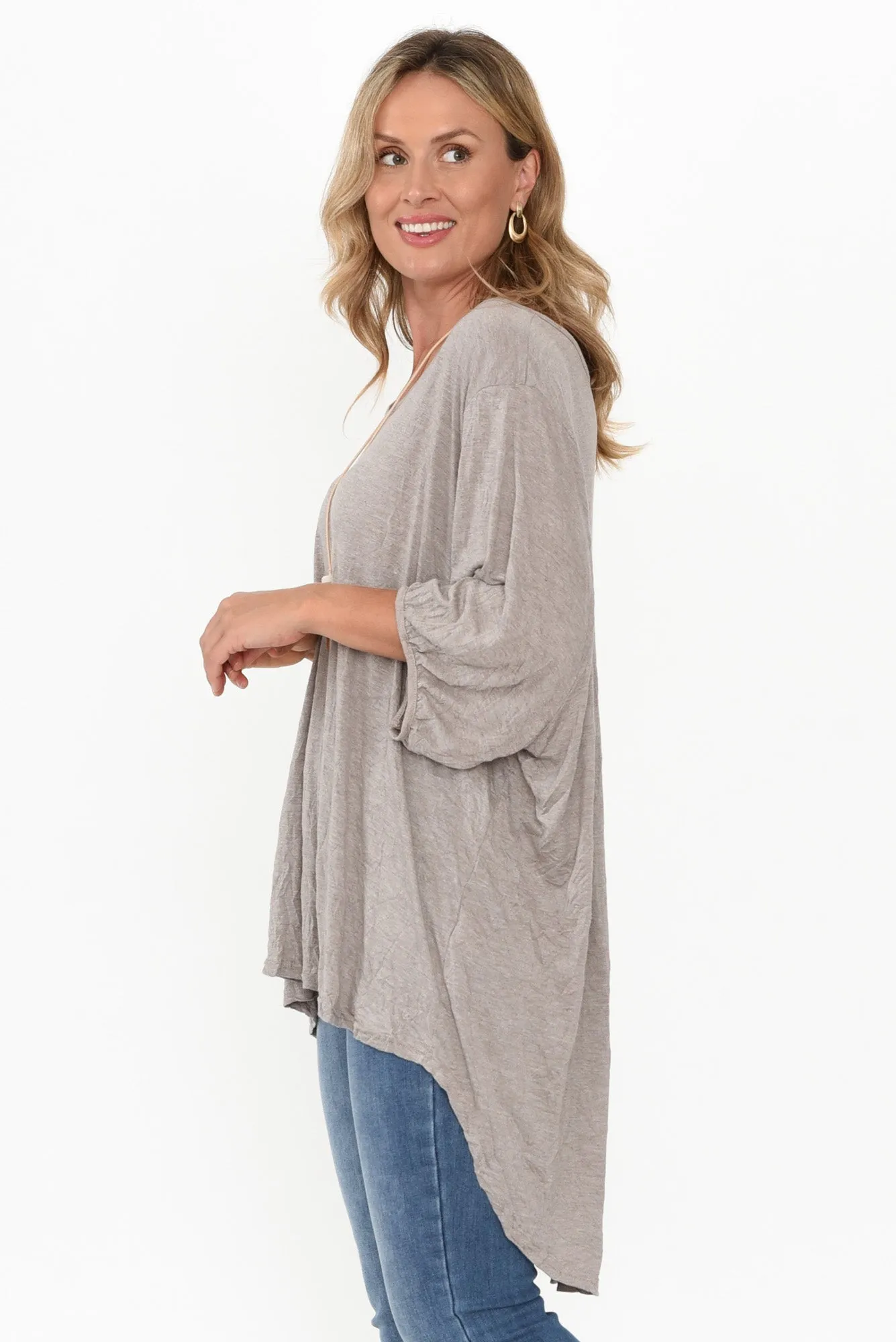 Agnes Oat Crinkle Cotton Hi Lo Top sold by Blue Bungalow product image thumbnail 3