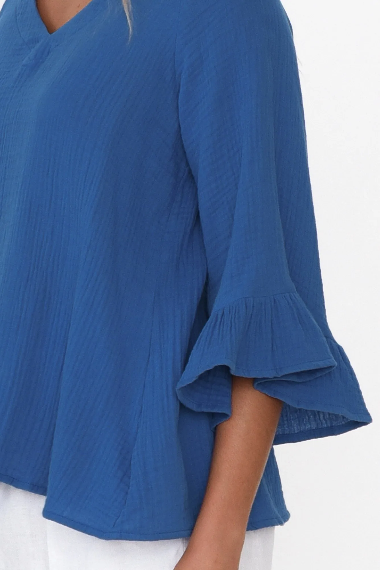 Anissa Cobalt Cotton Frill Top sold by Blue Bungalow product image thumbnail 4