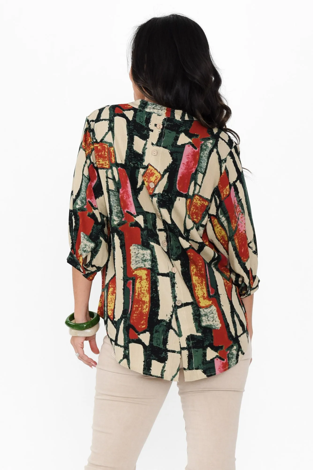 Alto Green Abstract Cotton Blend Shirt sold by Blue Bungalow product image thumbnail 4