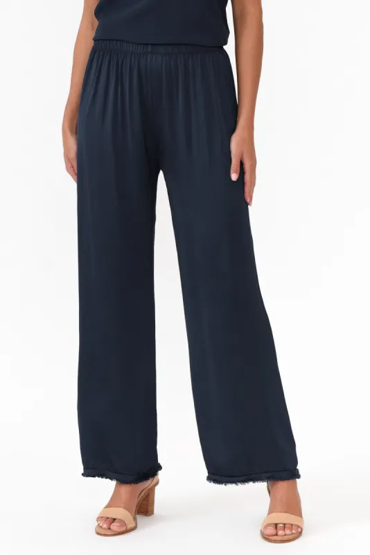 Alistair Navy Gloss Frayed Pants sold by Blue Bungalow
