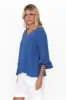 Anissa Cobalt Cotton Frill Top sold by Blue Bungalow