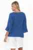 Anissa Cobalt Cotton Frill Top sold by Blue Bungalow