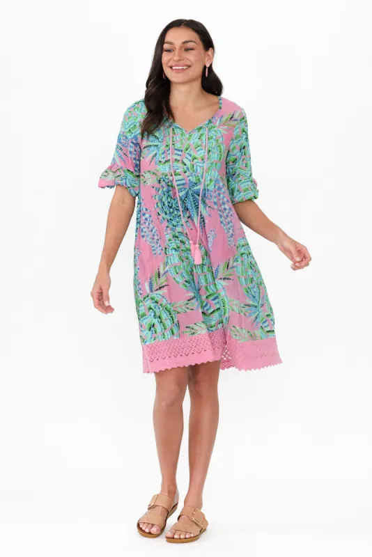 Cayman Pink Tropical Cotton Tunic Dress sold by Blue Bungalow